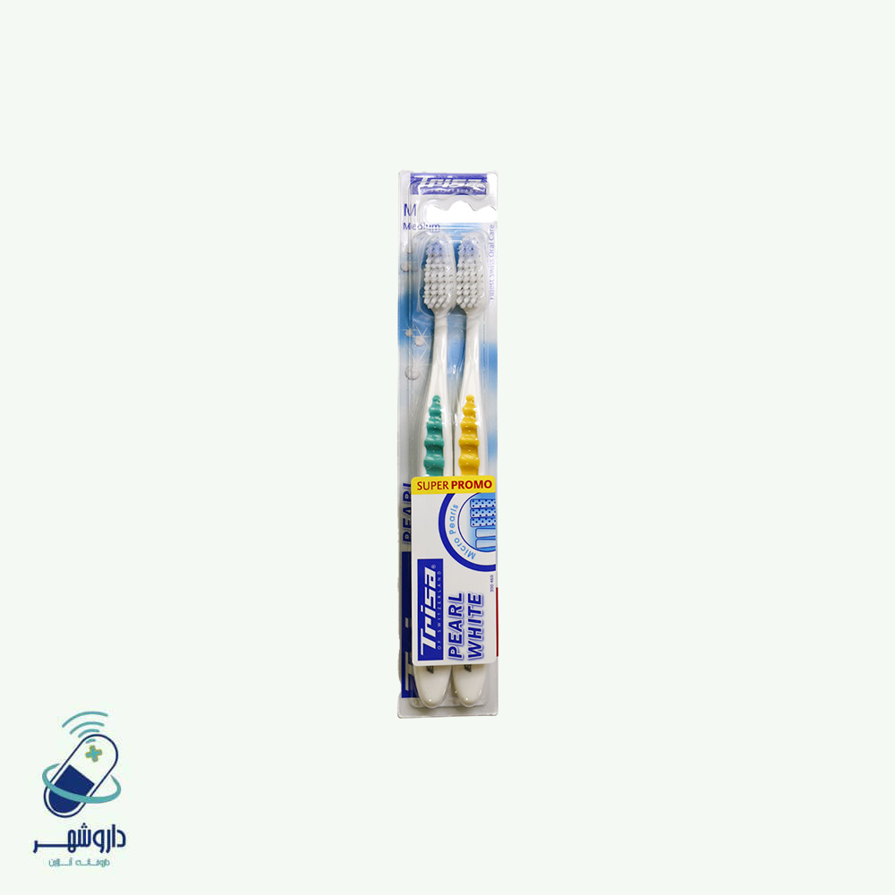 مسواک دوتایی پرل وایت با برس متوسط trisa
