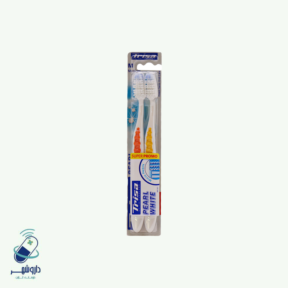 مسواک دوتایی پرل وایت با برس متوسط trisa