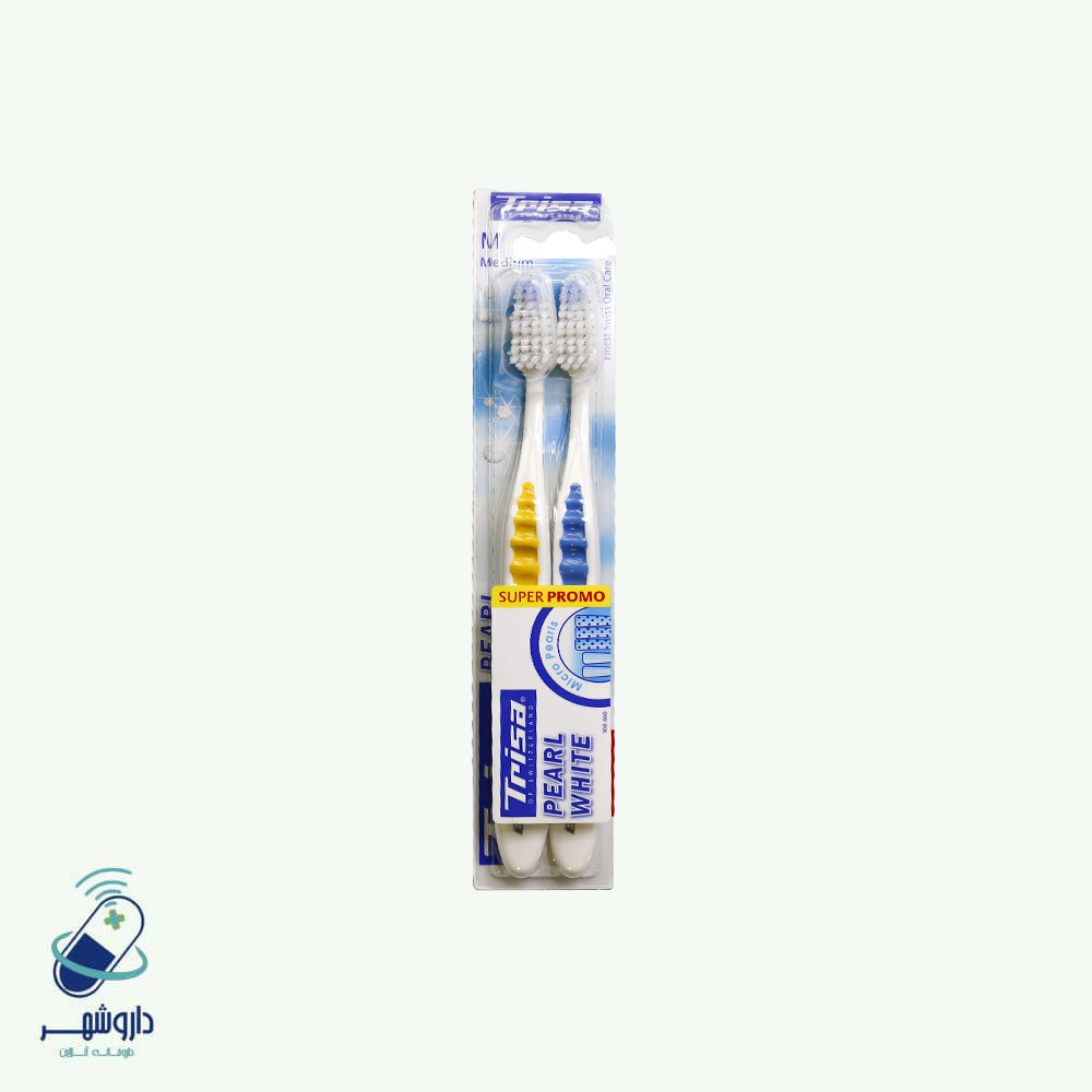 مسواک دوتایی پرل وایت با برس متوسط trisa