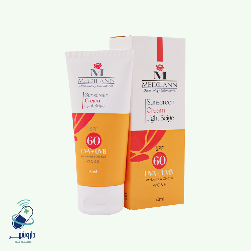 کرم ضد آفتاب رنگی SPF60 مدیلن مناسب پوست های چرب و معمولی ۵۰ میلی لیتر